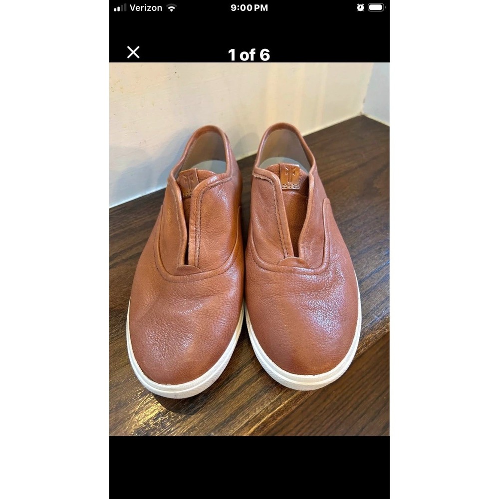Frye The Maya CVO Brown Carmel Slip On Leather Sneakers Sz 7.5 Casual Luxury